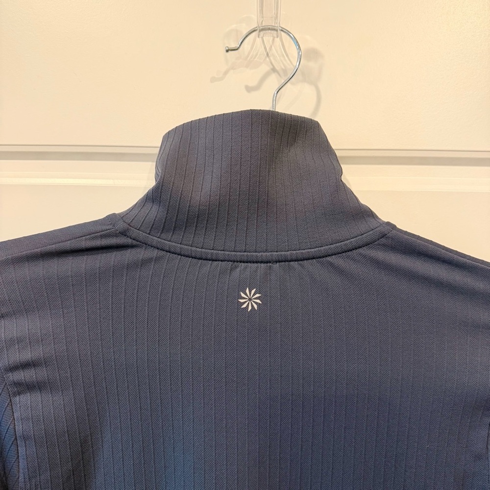 Athleta Flurry Seamless Henley Long Sleeve Granite Blue XS Fitted Top - Picture 5 of 8
